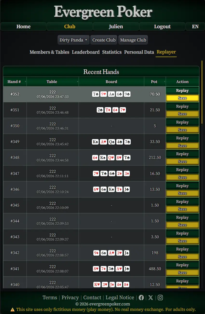 Replayer analysis page